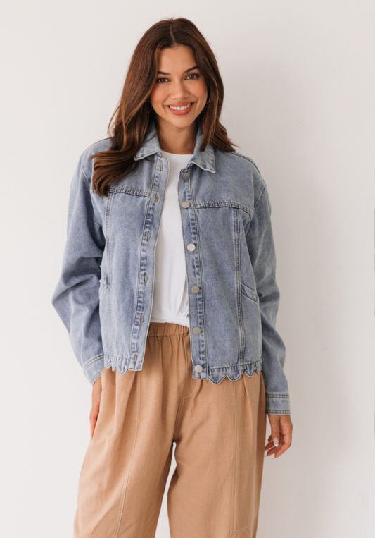 Scalloped Edge Denim Jacket