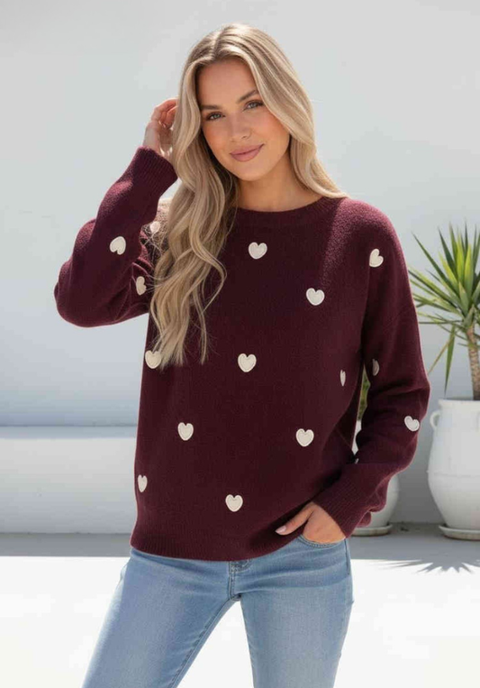 Lots To Love Jumper - Wine