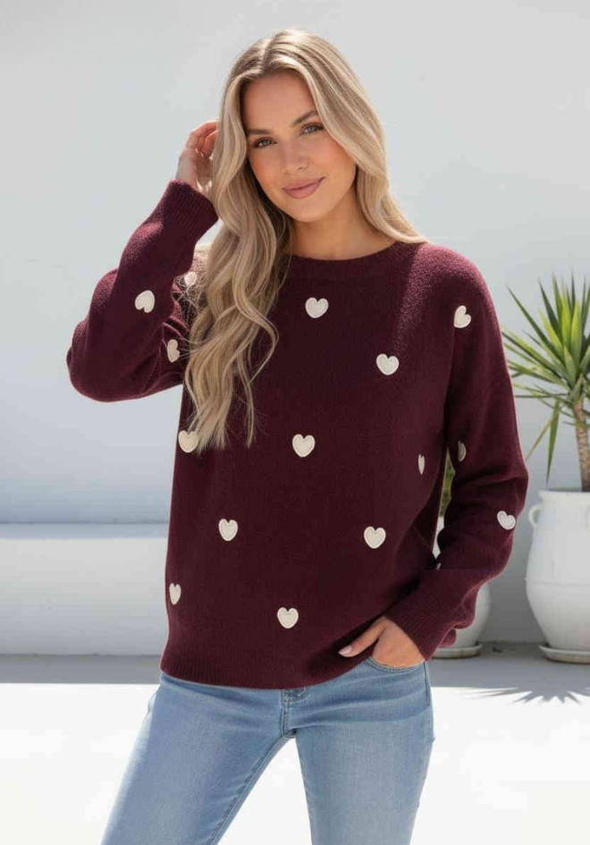 Lots To Love Jumper - Wine