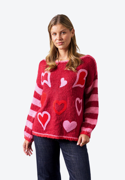 Burgundy Heart Knit
