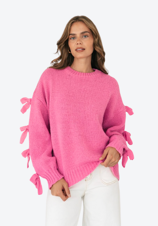 Little Bow Sleeve Knit - Pink