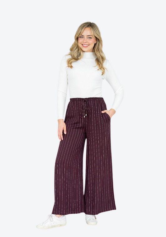 Detroit Stripe Pant - Burgundy