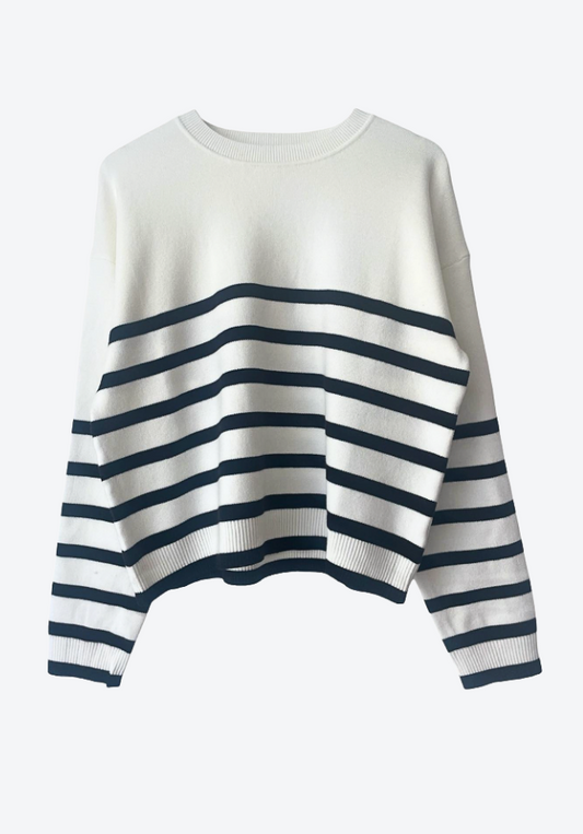 Lottie Stripe Sweater - White