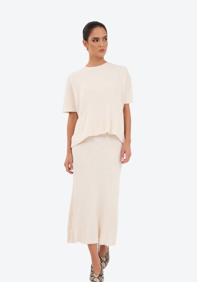 Shani Rib Knit Short Sleeve Top