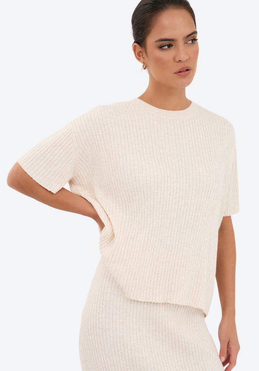 Shani Rib Knit Short Sleeve Top