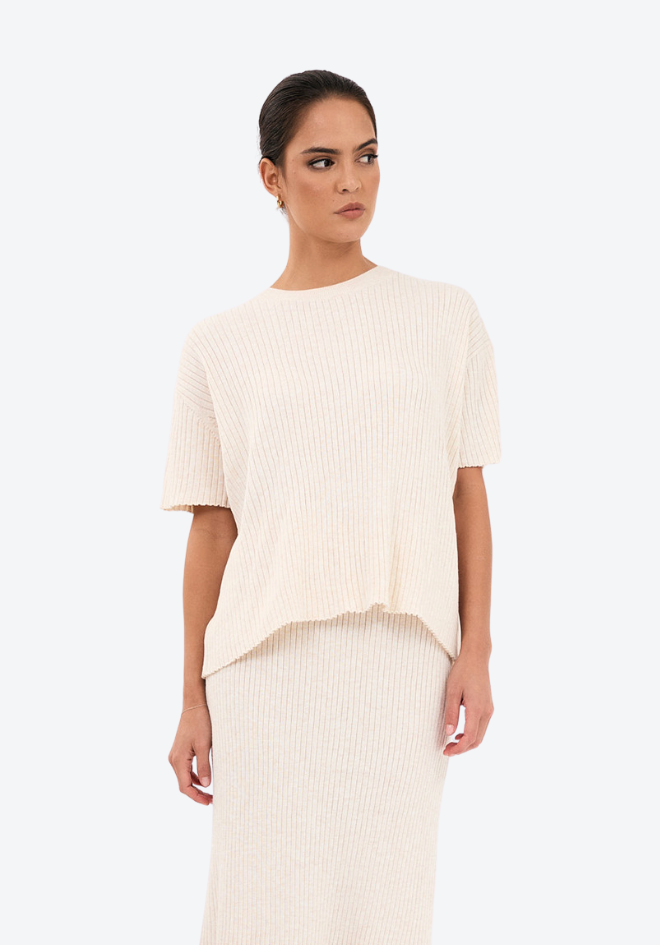 Shani Rib Knit Short Sleeve Top