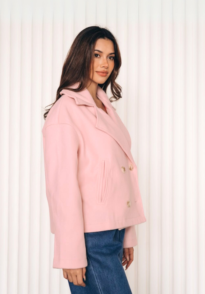Raven Crop Coat - Dusty Pink