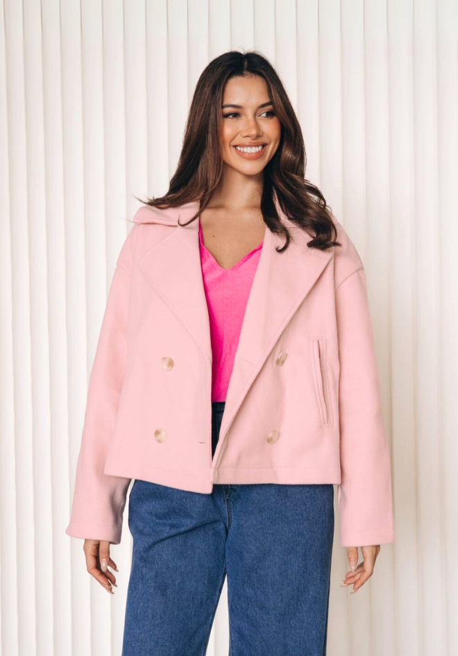 Raven Crop Coat - Dusty Pink