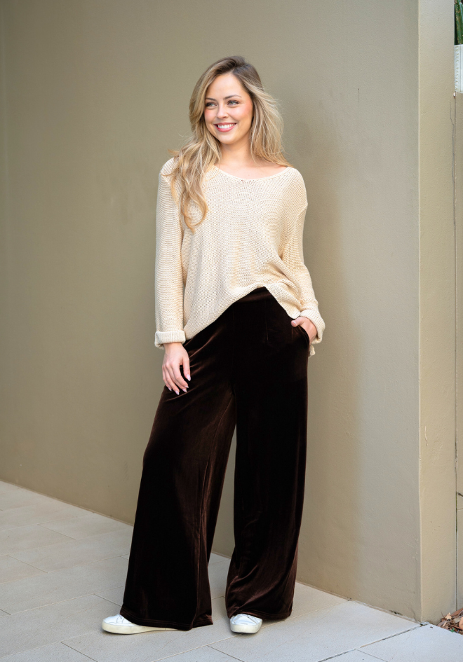 Carmen Velvet Pants - Chocolate