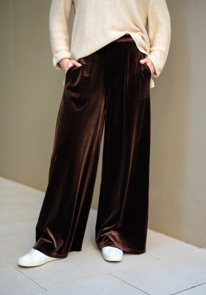 Carmen Velvet Pants - Chocolate