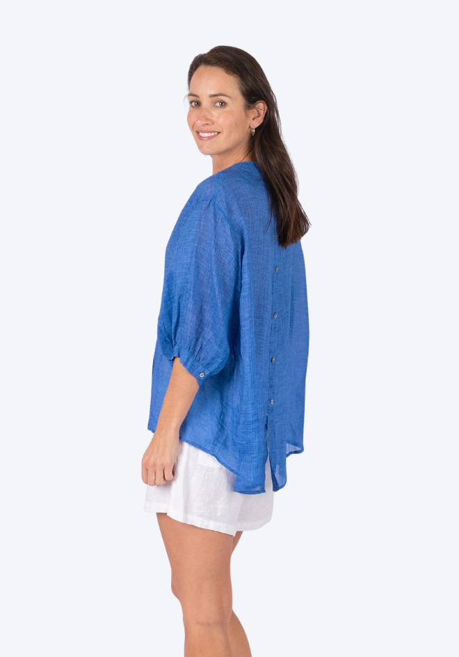 Aurora Linen Top - Royal Blue