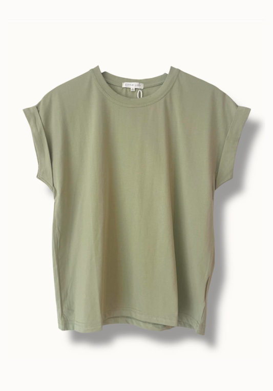 Green t-shirt on a white background