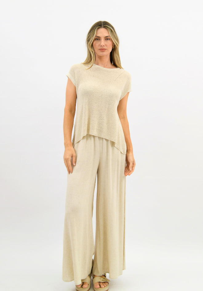 Sunday Linen Knit Top - Natural
