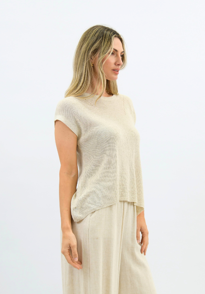 Sunday Linen Knit Top - Natural