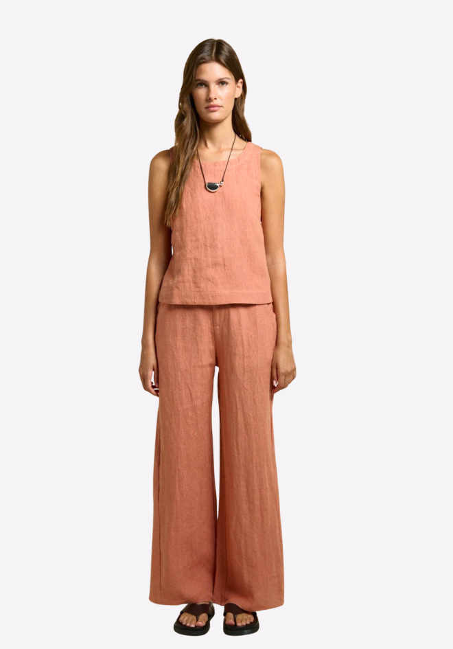 Della Linen Pants - Coral