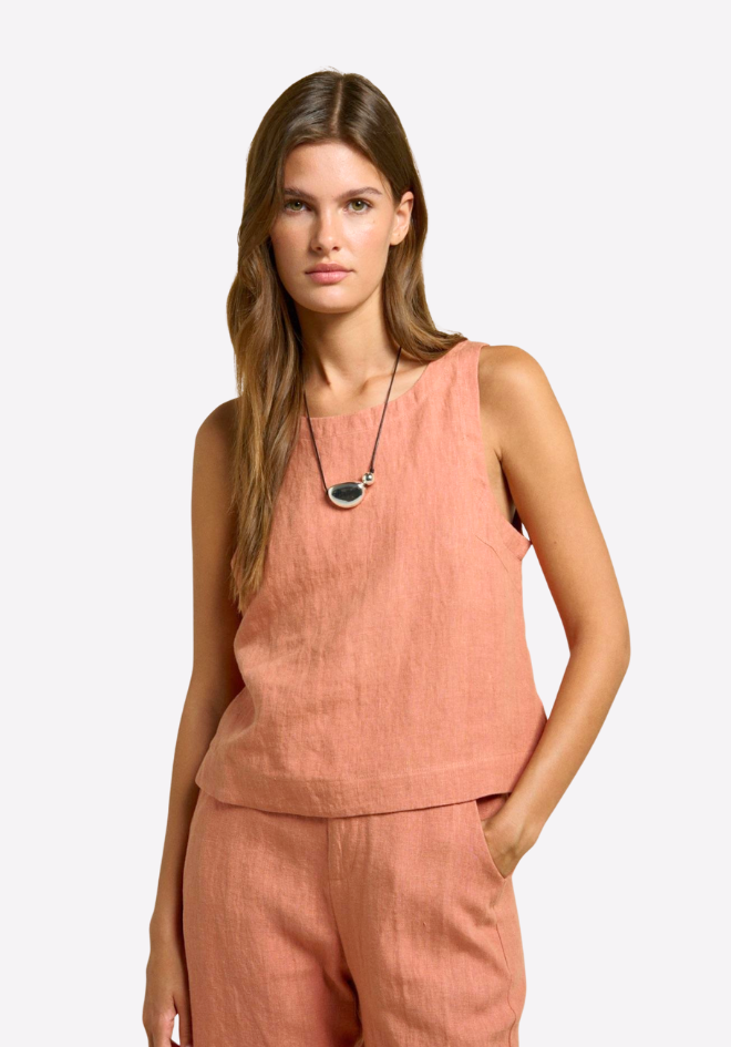 Della Linen Pants - Coral
