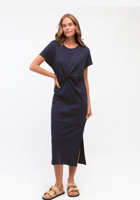Twist Front Dress - Navy