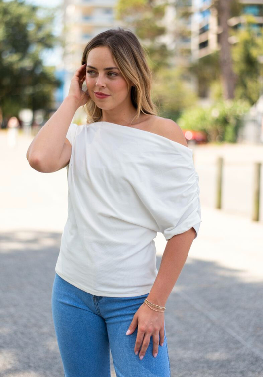 Delta Off The Shoulder Tee - White