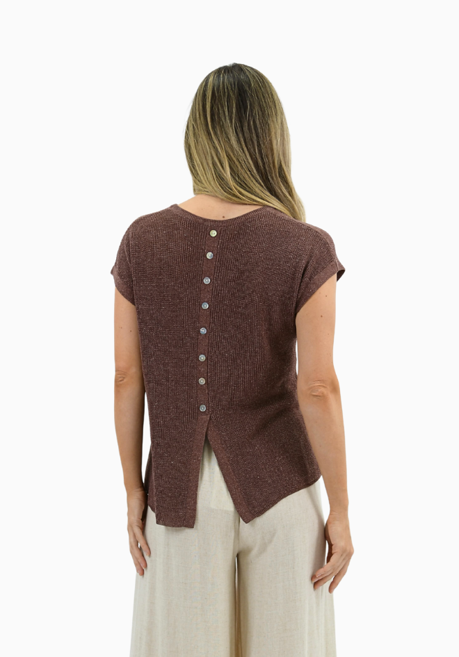 Sunday Linen Knit Top - Chocolate