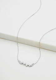 Scattered Crystal Mini Necklace - Silver