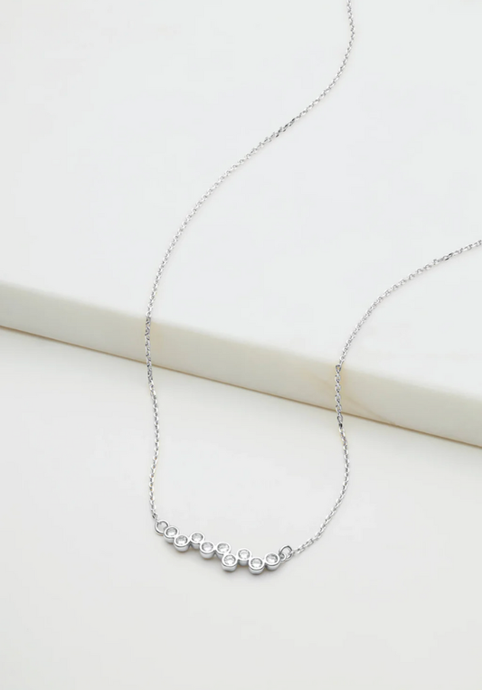 Scattered Crystal Mini Necklace - Silver