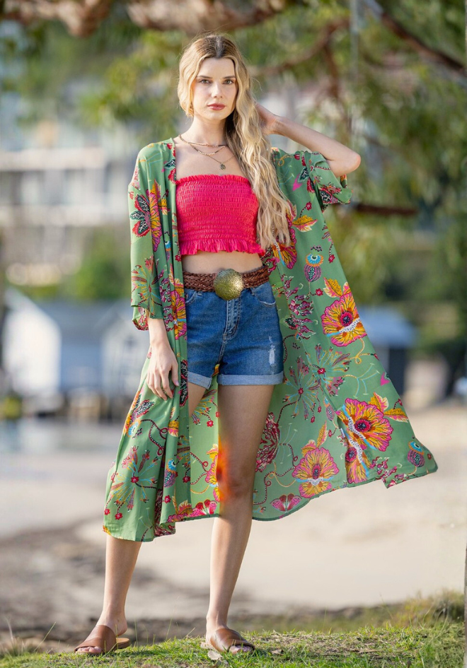 Posey Print Kimono