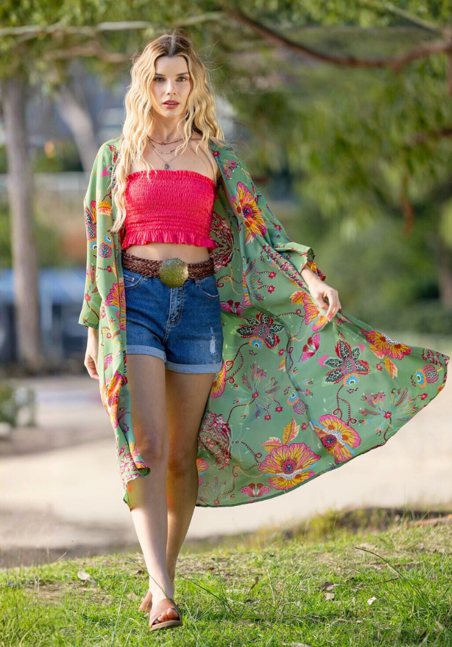 Posey Print Kimono