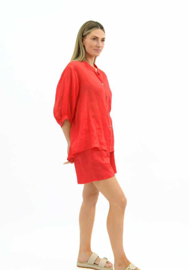 Aurora Linen Top - Red
