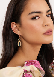 Rectangle Drop Twist Hoops - Aqua