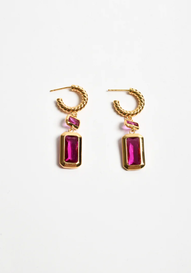 Rectangle Drop Twist Hoops - Pink