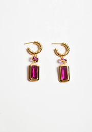 Rectangle Drop Twist Hoops - Pink