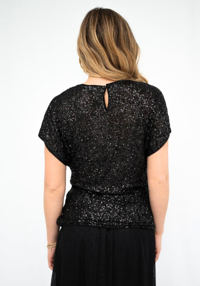Nikki Sequin Top - Black