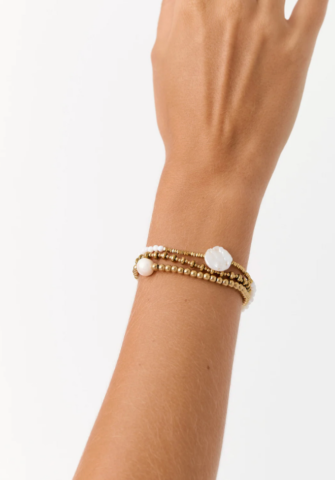 Mixed Metal Beaded Bracelet - Gold