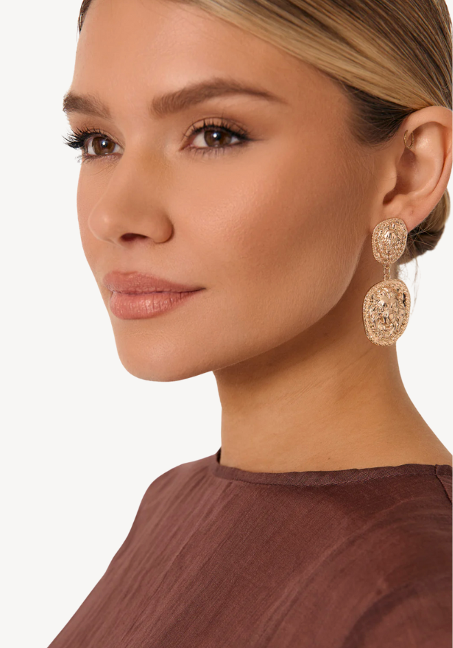 Regal Emblem Patterned Earrings