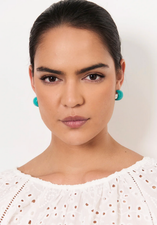 Painted Metal Curved Hoops - Turquoise