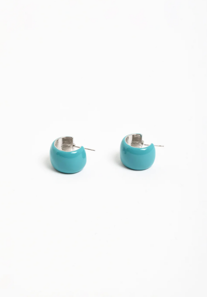 Painted Metal Curved Hoops - Turquoise