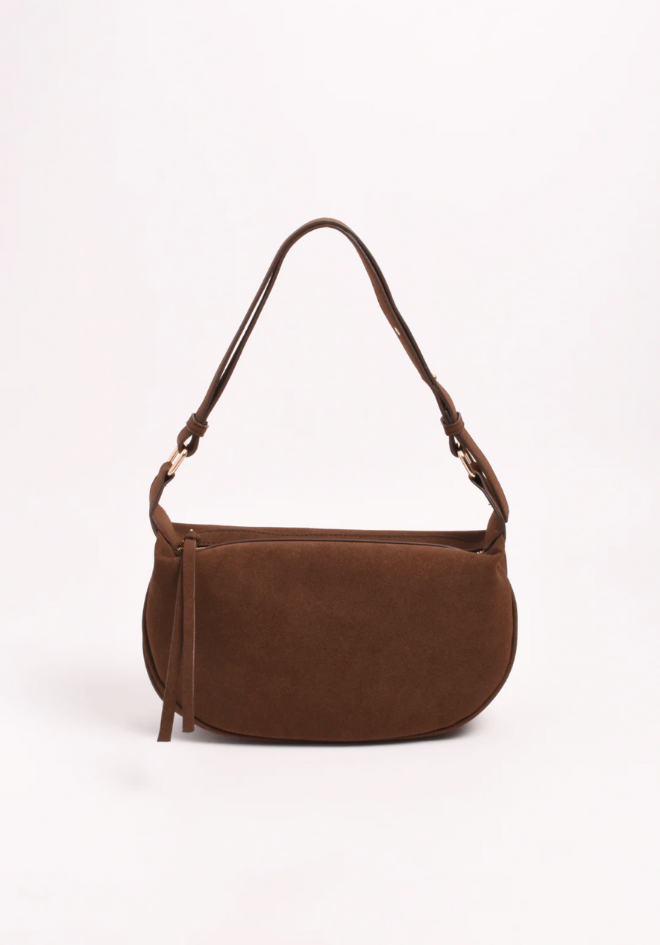 Noah Mini Faux Suede Handbag - Chocolate