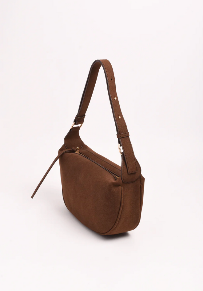 Noah Mini Faux Suede Handbag - Chocolate