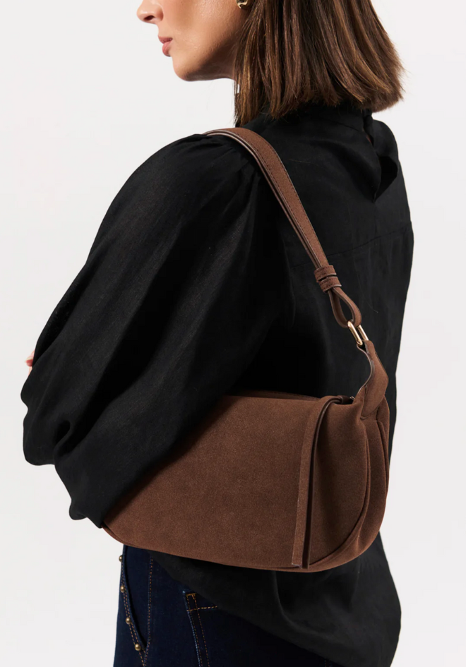 Noah Mini Faux Suede Handbag - Chocolate