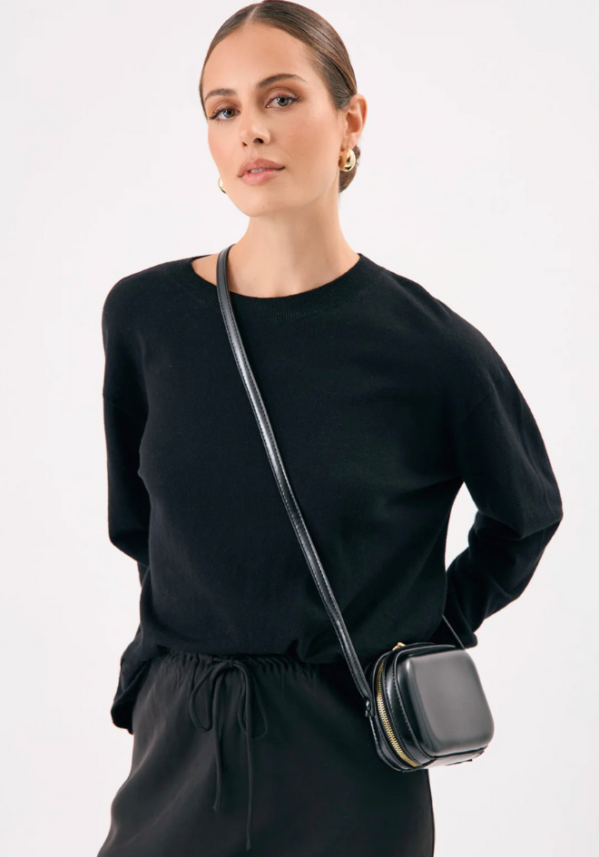 Cara Curved Crossbody Bag - Chocolate