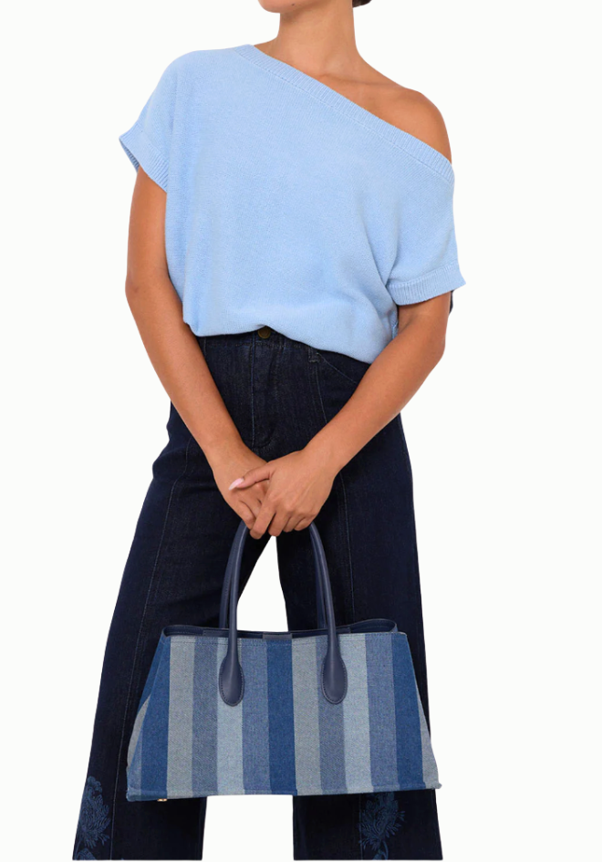 Denim Canvas Structured Handbag