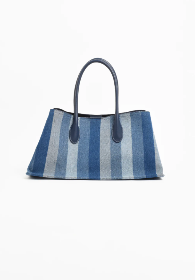 Denim Canvas Structured Handbag