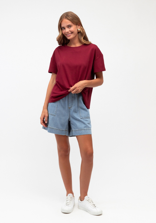 Easy Tuck Tee - Wine
