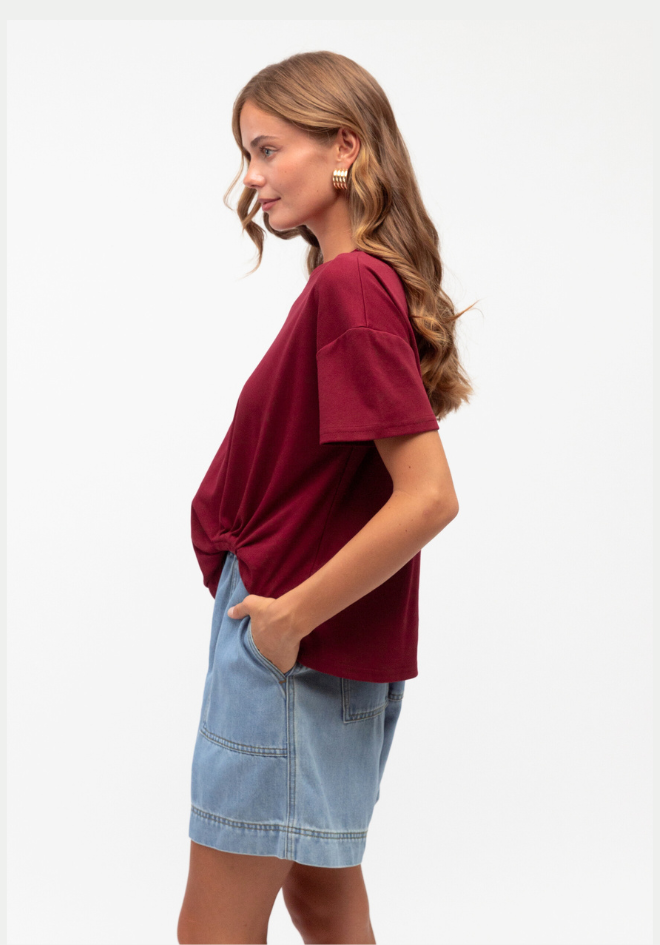 Easy Tuck Tee - Wine