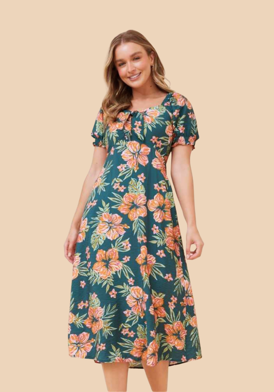 Tahitian Garden Midi Dress