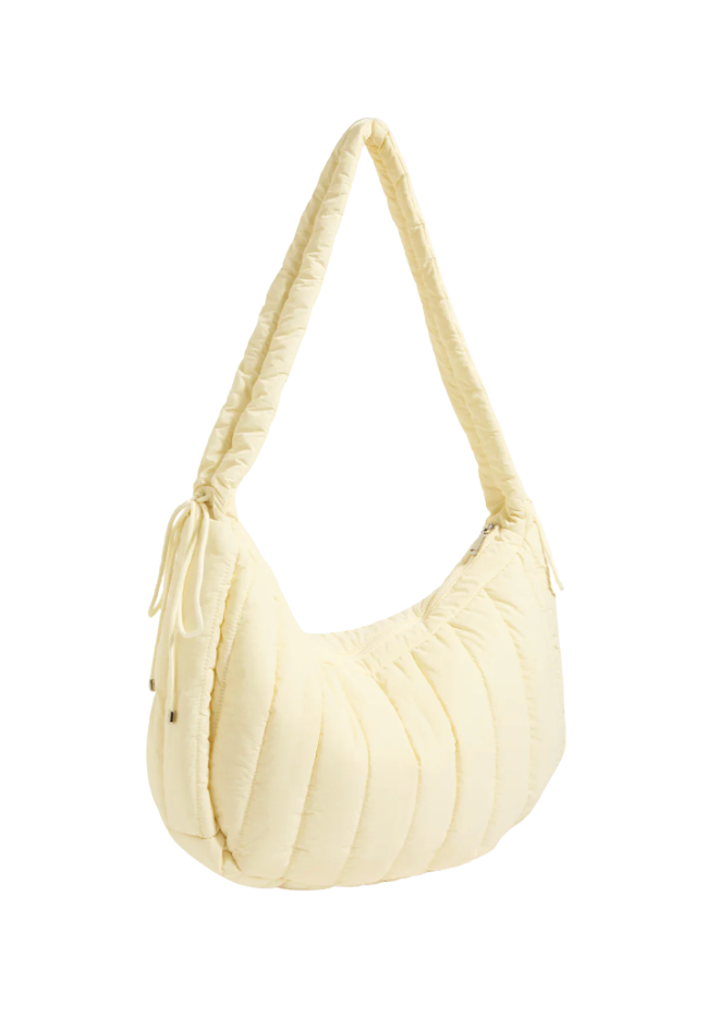 Quincy Quilted Nylon Tote - Cream
