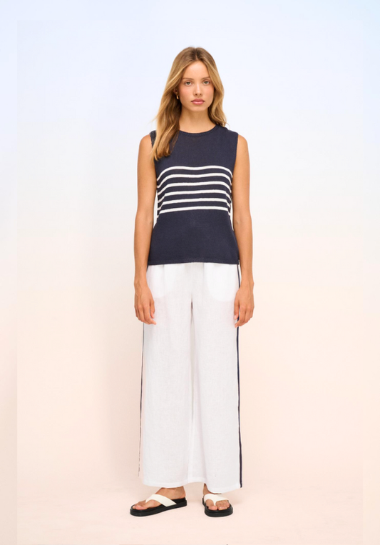 Monaco Pants - White/Navy