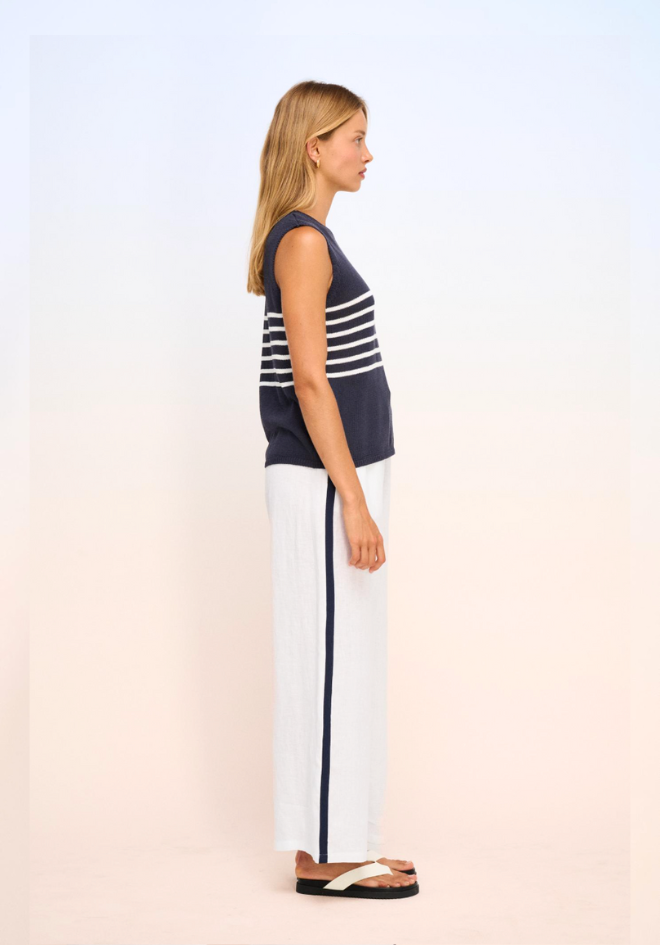 Monaco Pants - White/Navy