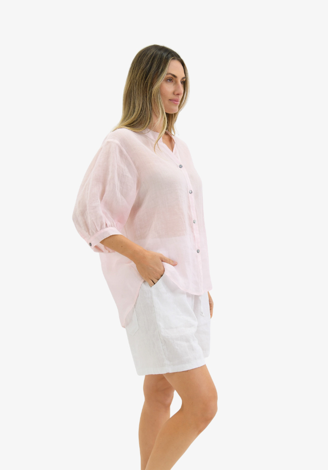 Aurora Linen Top - Light Pink