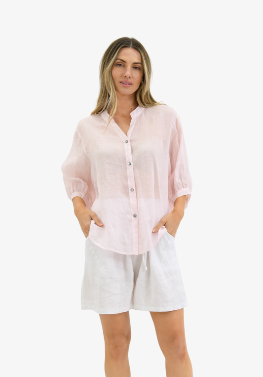 Aurora Linen Top - Light Pink